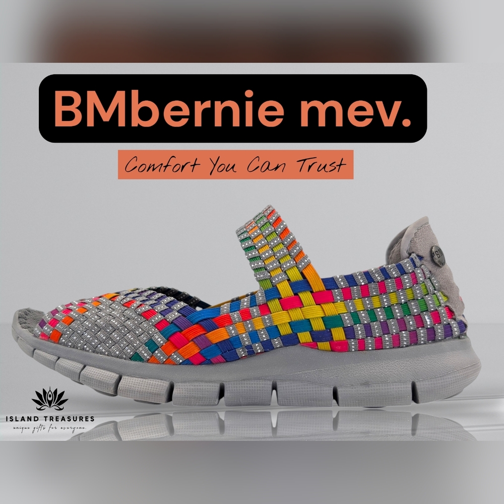 Bernie Mev Multicolor Sz 8.5 Woven Comfort Shoes Cushioned Insole Elastic Upper